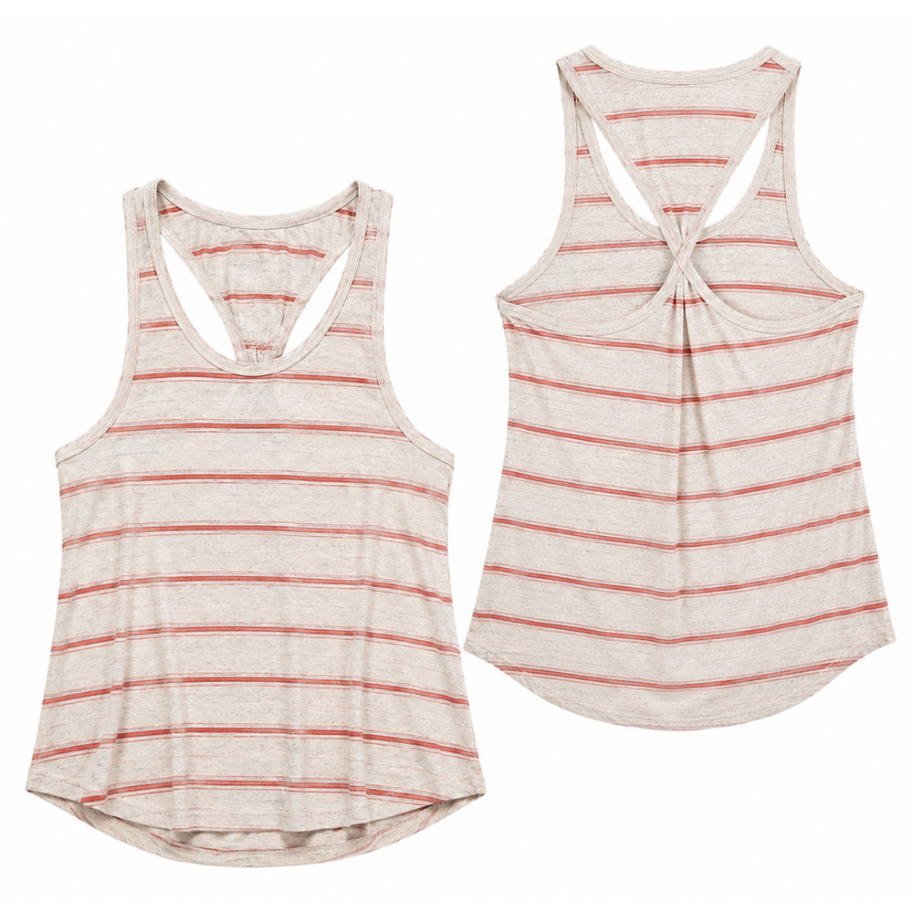 Joie Coastal Rayson Beige Pink Striped Linen Twisted Racerback Tank Top NWT XXS